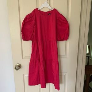 Puff sleeve fuchsia summer dress